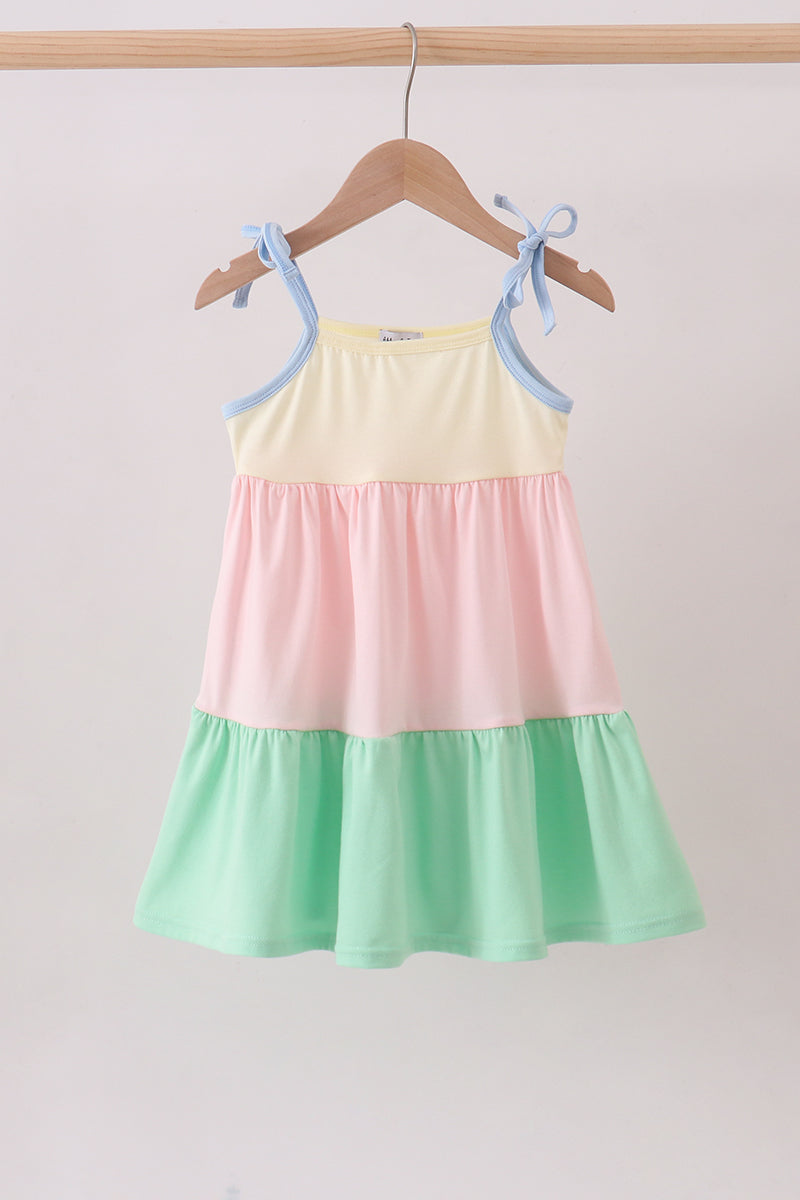 Color block tiered mini and mama dress