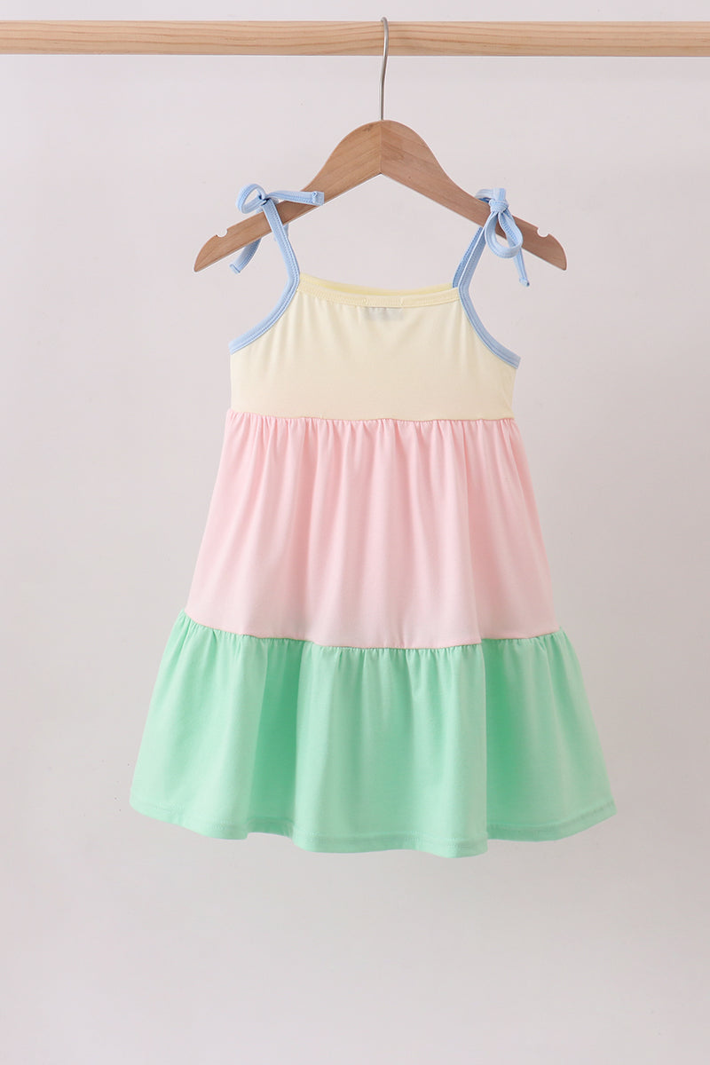 Color block tiered mini and mama dress