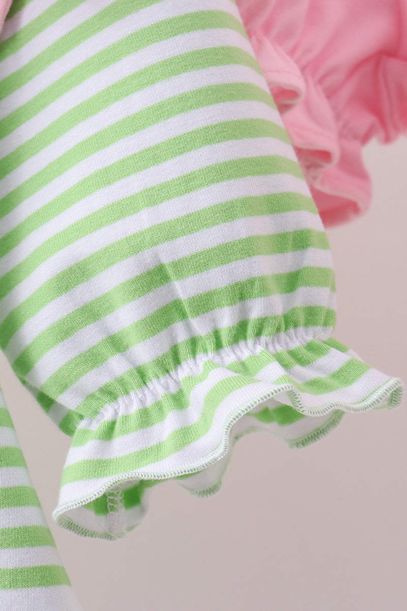 Green Clover Stripe Bow Bloomer Set