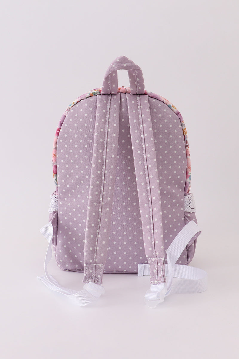 Purple Floral Canvas Backpack