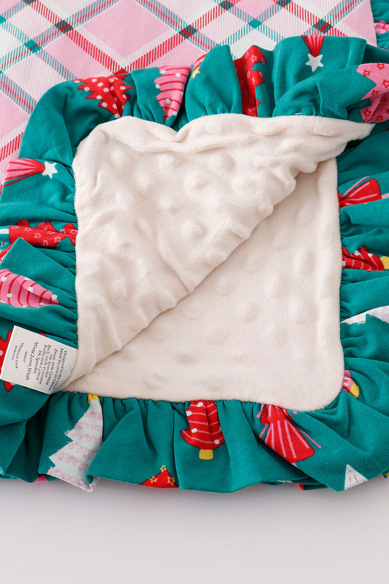 Mink Pink Plaid Ruffle Blanket