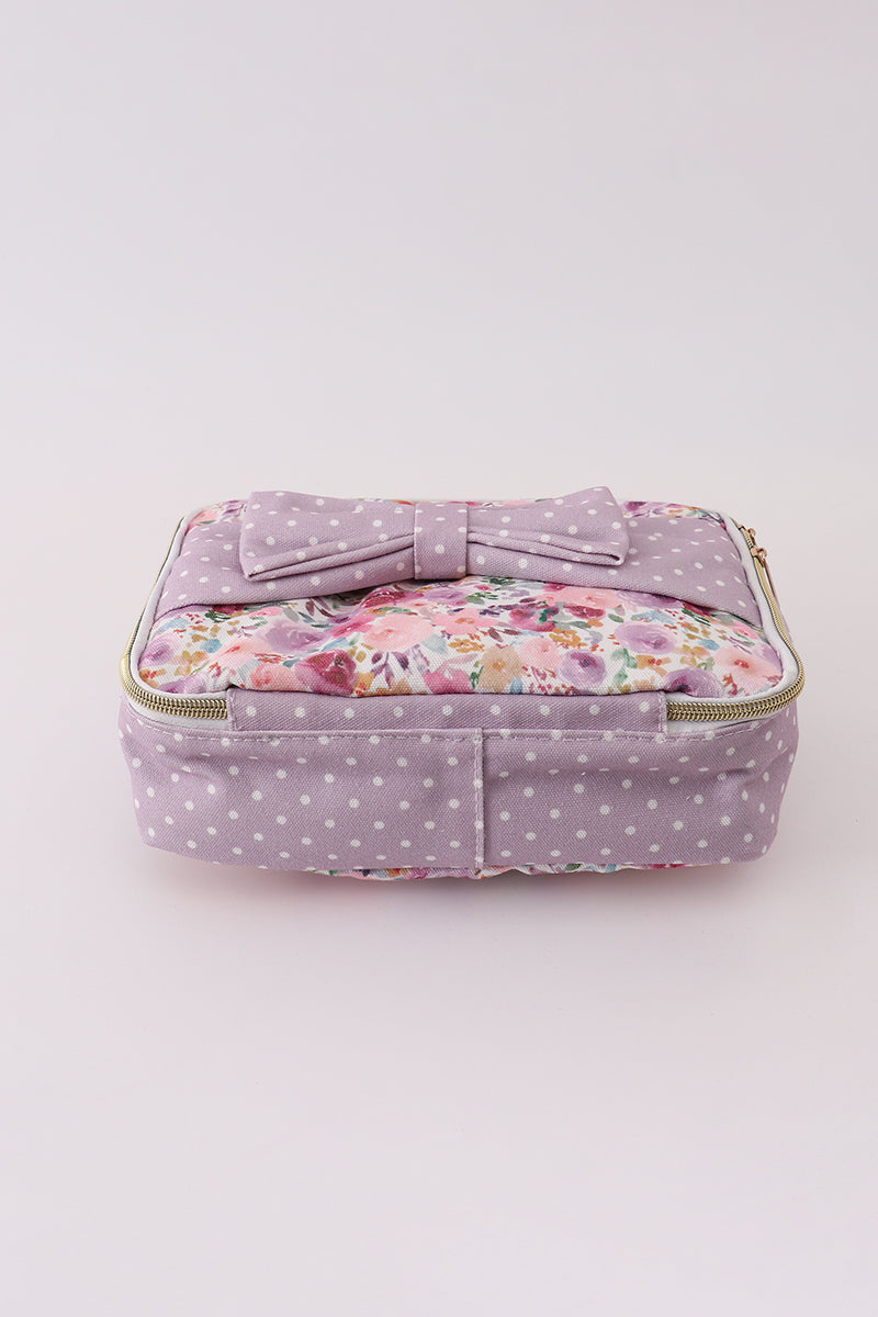 Purple Floral Canvas Lunch Bag