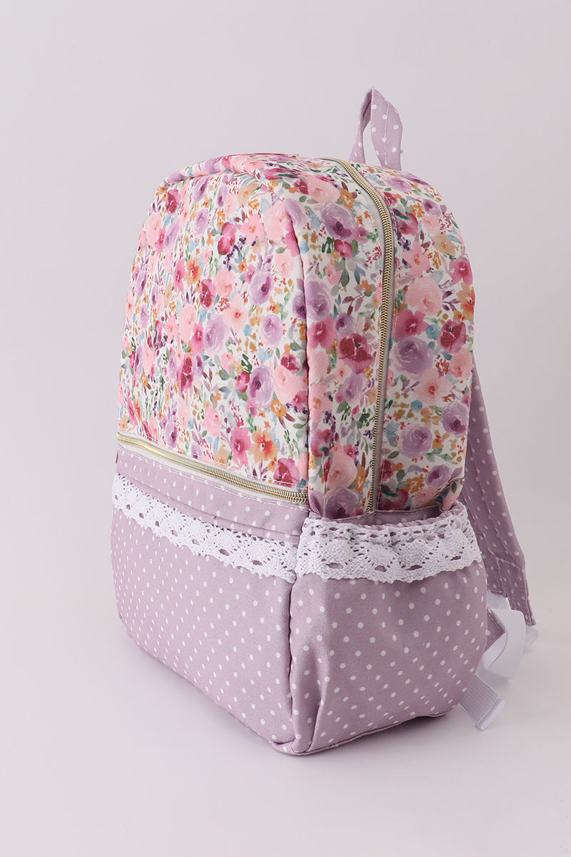 Purple Floral Canvas Backpack
