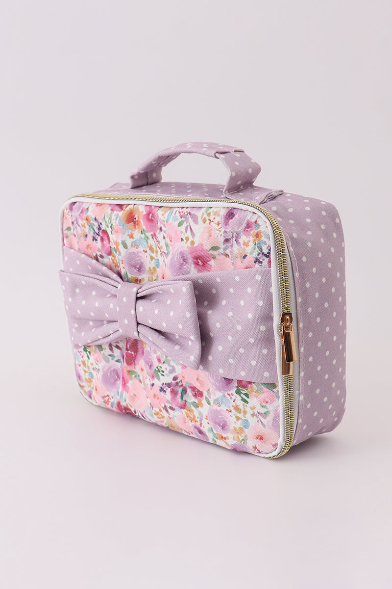 Purple Floral Canvas Lunch Bag