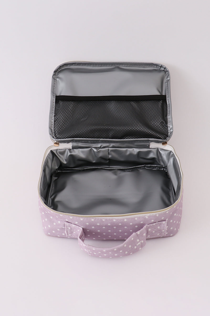 Purple Floral Canvas Lunch Bag