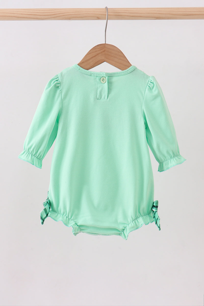 Green Embroidery Ruffle Bubble Onesie