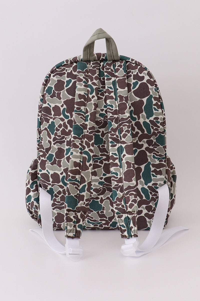 Camo Fish Embroidered Canvas Backpack